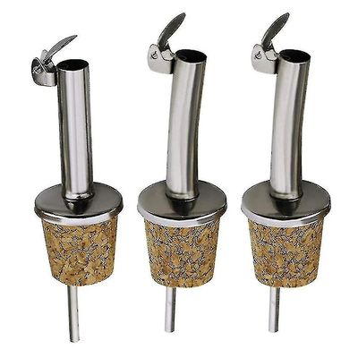 3 stk rustfritt stål kork olivenolje pourers oljeflaske tuter eddik dispenser med hengslet flip top cap for vin
