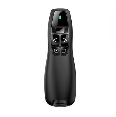 R400 trådløs præsentationsfjernbetjening, 2,4 Ghz, USB-modtager, rød laserpeger, 15 meter driftsområde, 6 knapper pc - sort