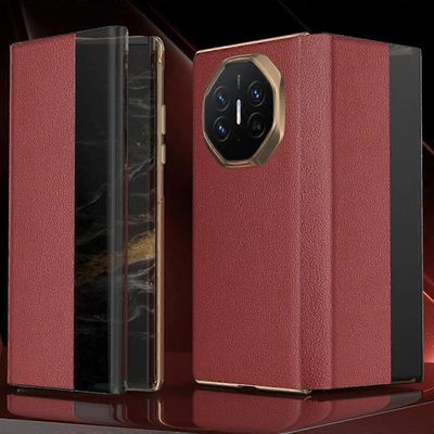 Huawei Mate XT Ultimate Case View ikkuna PU nahka + PC-puhelimen kansi - punainen Monivärinen Red