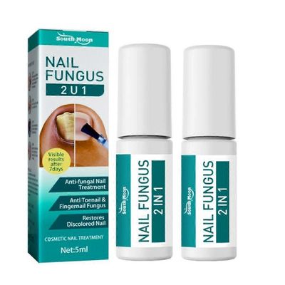 2PCS kynsisieniharja kynsien sieni-infektiota vastaan 2 in1 hoitaa ja kirkastaa kynnet 5ml