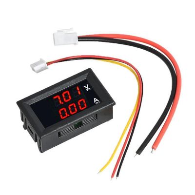 Dc 100v 10a voltmeter ammeter blå + rød led amp dobbelt digital volt meter gauge 10a-rød-rød