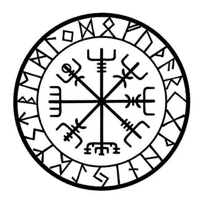 CK20807 Viikinkien suojariimut Vegvisir Compass Meval Car Tarra Vinyylitarra Vedenpitävä koristelu musta 15x15cm