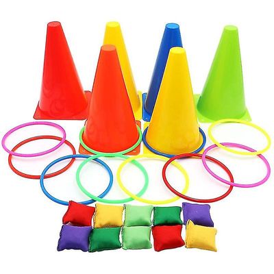 (27 delar set) Plastring kast ring leksak utanför sport känsla träning ring färg ring set leksak