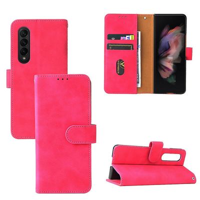 Etui til Samsung Galaxy Z Fold3 5g Cover Premium læder med kortholder Flip Folio magnetisk etui Etui Coque - Sort Pink
