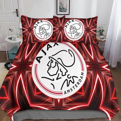 Kerota Ajax logo vuodevaatteet setin osat, mikrokuitu jalkapallo urheilu tulostaa vetoketju sulje pussilakana ja tyynyliina kaksinkertainen Single1...