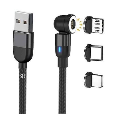 Statik 360 kaapelilla pyörivä puhelinlaturi - valmistettu kestävästä nailonpunoksesta - nopea