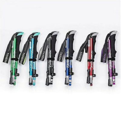 2023 Nye 5-seksjons sammenleggbare trekkingstenger Walking Stick Hiking Naturehike Antishock grønn 95-110cm