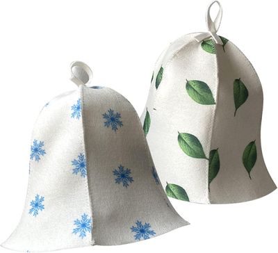 Fongwan Sauna Hat, 2stk Felt Sauna Hat, Sauna Lue for menn og kvinner, Sauna tilbehør Felt Cap Badstue Cap Dusjhette For badstue Bath Snøfnugg og blad