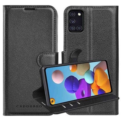 Cadorabo Samsung Galaxy A21s deksel til telefonveske - med kortspor og stativfunksjon PHANTOM BLACK