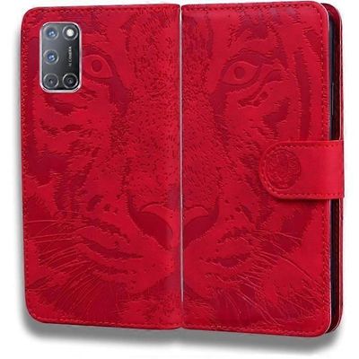 Oppo A72 A52 A92 Flip Folio -kotelo Tiger-kuvioinen suojaava nahkapuhelin, jossa jalusta ja kortinpidike U
