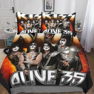 Kerota Kiss pussilakana 3D huulet mikrokuituvuodevaatteet vetoketjusulkimella tytöille, pojille ja teini-ikäisille ja 3kpl tyynyliina Single135x200cm