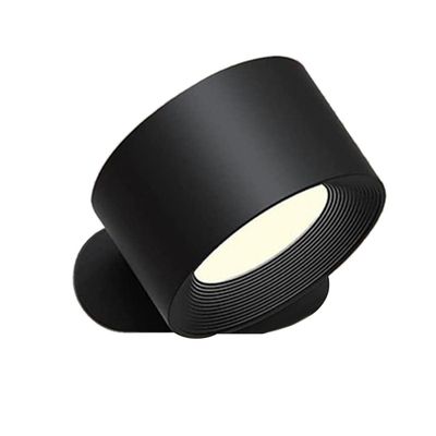 Innendørs vegglampe, USB oppladbart batteri vegglampe, varmt / naturlig / hvitt lys, 3 lysstyrkenivå Svart