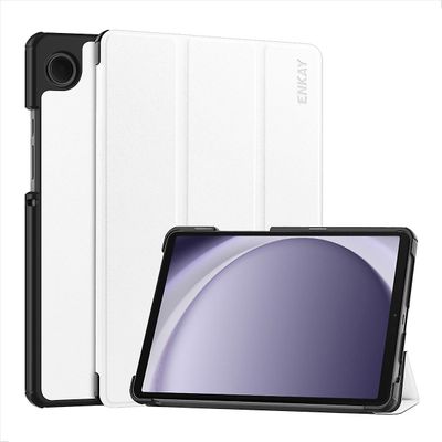 Enkay Pu nahkainen jalustakotelo Samsung Galaxy Tab A9 8.7: lle Valkoinen
