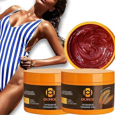Intensiv garvningsgel, fugtgivende selvbrunende gel naturlig garvning accelerator creme gel til solsenge & udendørs sol bronze hudfarve 2stk
