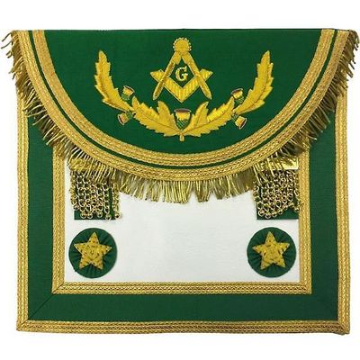 Bricks Masons Skotske rite master mason håndlavede broderi forklæde - grøn med vinarbejde