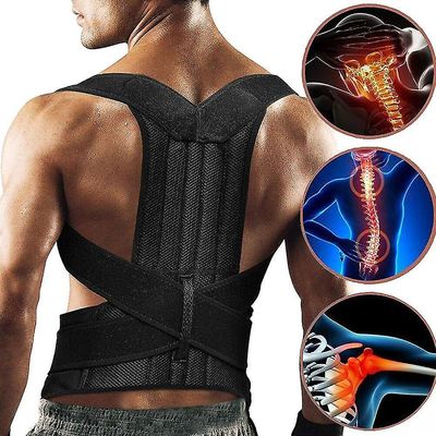 Justerbar kropsholdning corrector ryg støtte skulder ryg skinne kropsholdning korrektion rygsøjlen kropsholdning corrector postural fixer tape Sort M