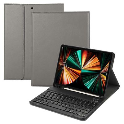 IPad Pro 12.9 (2022)/(2021)/(2020)/(2018) 2 in 1 Bluetooth-näppäimistö Tablet-kotelo nahkateline Monivärinen Grey