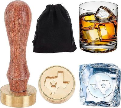 Kartta Jääleima 1.2 tuuman kartta ja tähtileima Texasin kartta Jäämerkkileima Leima Jääleima Cocktail Puinen sinettileima cocktailille ja viskille ...