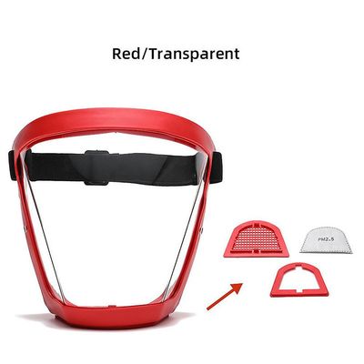 Fuld ansigtsmaske Cykling Sports Sikkerhed Beskyttende Transparent Shield (Rød ramme gennemsigtig ark)