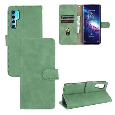 Etui til Tcl 20 Pro 5g Cover Premium Læder Med Kortholder Flip Folio Magnetisk Etui Coque - Sort Grøn