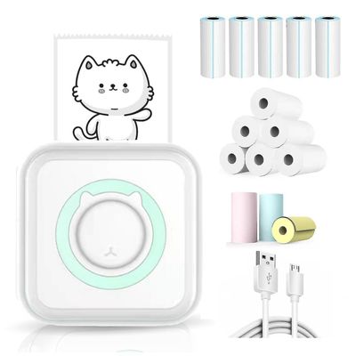Mini Pocket Sticker Printer, Bluetooth Trådløs bærbar mobil printermaskine Termisk printer til noter, memo, foto, lommeetiketkvitteringsprinter C m...