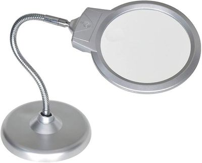 Stort forstørrelsesglass med stativbordforstørrer med 2 LED-lys for hobbyer, håndverk, inspeksjon, lesing, modellfremstilling, lodding, mobiltelefo...