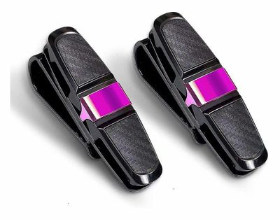 2 Pack briller indehavere til bil solskærm, solbriller briller mount med billet kort klip Rose