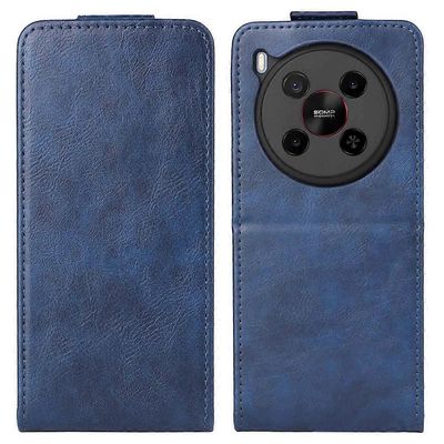 ZTE Blade V70 Max Stand Case Magneettilukko Pystysuora Flip Nahkainen Puhelimen Kansi Korttipidikkeellä - Monivärinen Dark Blue
