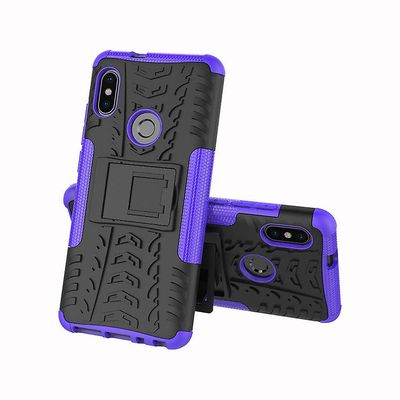 Shockproof rustning sag for xiaomi cc9 pro/note10 med støttefod all inclusive dække lilla rpc2179