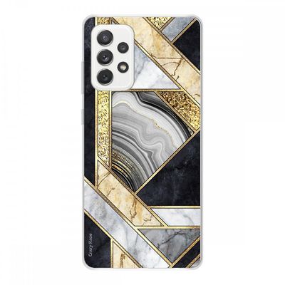 Crazy Kase Shell til Samsung Galaxy A72 i fleksibel silikone 1 mm, sort og gylden marmor