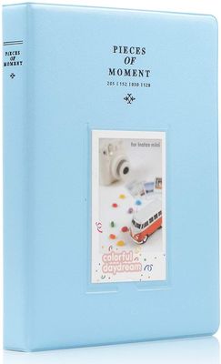 128 Lommer Mini Fotoalbum til Fujifilm Instax Mini 7s 8 8+ 9 25 26 50s 70 90 Instant Camera & Name Card Himmelblå