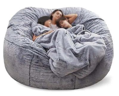 Lat sofabønnepose kunstig pelsbønnepose bønnesofa 2023 Snøgrå 135cm*65cm