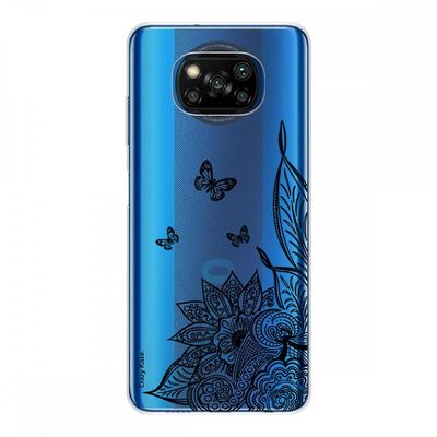 Crazy Kase Hull For Xiaomi Poco X3 Nfc I Silikone Soft 1 Mm, Mandala Blomst og sort sommerfugl