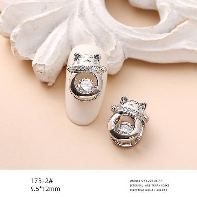 Zircon smykker Smart Elf vil flytte Fortune Cat Beat Heart Bear Nail Dekoration sølv 1732 Smart cat