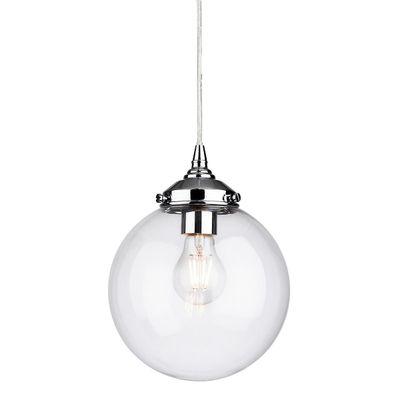 Firstlight Lighting Firstlight Sevilla - 1 Light Globe Loft Pendant Chrome med klart glas, E27