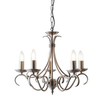 Endon Collection Lighting Bernice 5 Lys Multi Arm Loft Vedhæng Antik sølv, E14