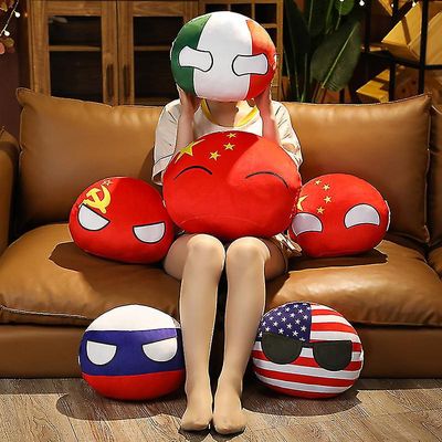 Polenball Plys dukke Countryball Ussr Usa Frankrig Rusland Storbritannien Japan Tyskland Cananda Italien Land Ball Legetøj Plys Vedhæng 10-50cm blå...