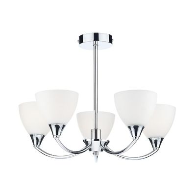 Dar Lighting Watson Semi Flush Loft Lys Poleret Krom Led, 5x E14