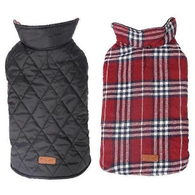 Käännettävä vedenpitävä lemmikkikoiran ruudullinen takki vaatteet punainen XL