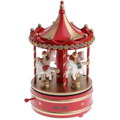 Vintage karrusel 4 heste karrusel Winding Mekanisk Music Box Legetøj