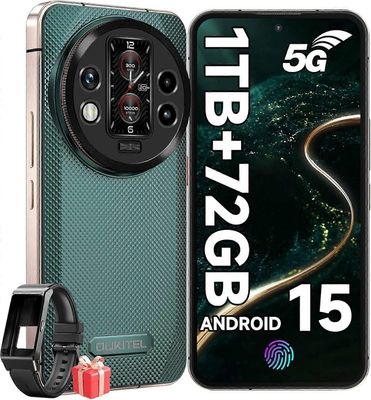 OUKITEL WP200 Pro kestävä puhelin 24GB+1TB kuulokkeilla/älykellolla vihreä