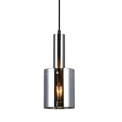 Italux Lighting Moderne hængende vedhæng Satin Nikkel 1 Lys med glas, røget skygge, E27