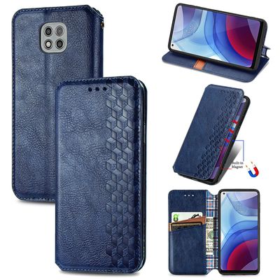 Kompatibel med Motorola Moto G Power 2021 Flip Case Etui Vintage Wallet Flip Cover med magnetisk lukning Coque - Blå