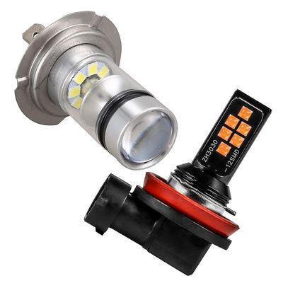 1 par LED H7 pære 100w 20led bil tåkelys lampe 2stk bil H8/h11 3030 12smd kald hvit blits ledet