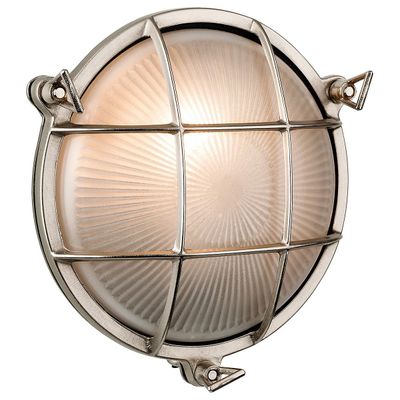 Firstlight Lighting Firstlight Nautic - 1 Lys udendørs skot væg, Flush Light Nikkel, Matteret Glas IP64, E27