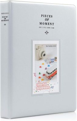 128 Lommer Mini Fotoalbum til Fujifilm Instax Mini 7s 8 8+ 9 25 26 50s 70 90 Instant Camera & Name Card Grå