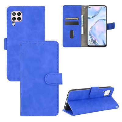 Etui til Huawei P40 Lite Cover Premium læder med kortholder Flip Folio magnetisk etui etui - sort Blå