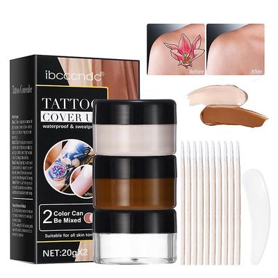 Yesfit Tattoo Cover Up, Tattoo Cover Up Makeup vanntett, 2 farger vanntett concealer