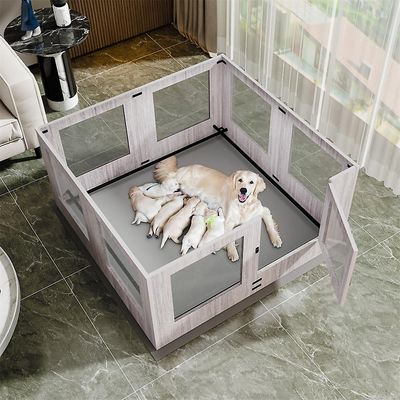 Heavy Duty Large Dog Playpen Shatter-bevis Glass Pet Enclosure Whelping Pen 120x118.6x60cm