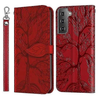 Lompakkokotelo Samsung Galaxy S22 PLUS 5G Premium PU -nahkaiselle käännettävälle kannelle Life Tree Boris Punainen